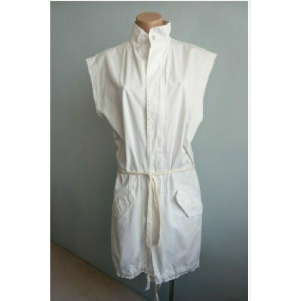 Bassike Undyed Australian Designer Dress‎ Vest Full Zip Cream Size XL